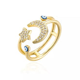 Evil Eye Moon & star Ring